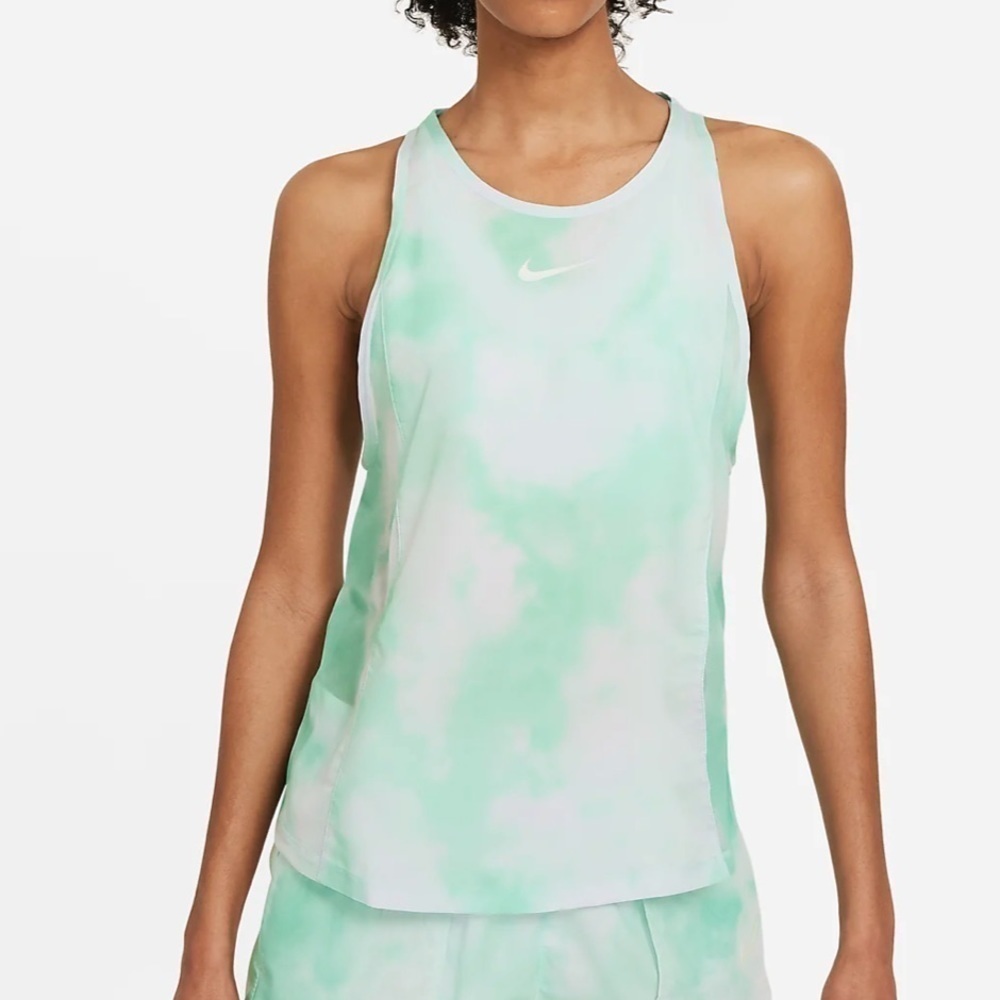 NIKE Icon Clash City Sleek Running Tank Green Tie Dye XS